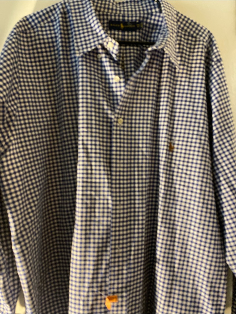 Ralph Lauren Navy and White Gingham Button-Down Shirt